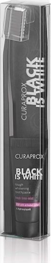 Curaprox Black Is White Οδοντόβουρτσα 1τμχ & Toothpaste Whitening Fresh Lime-Mint 8ml