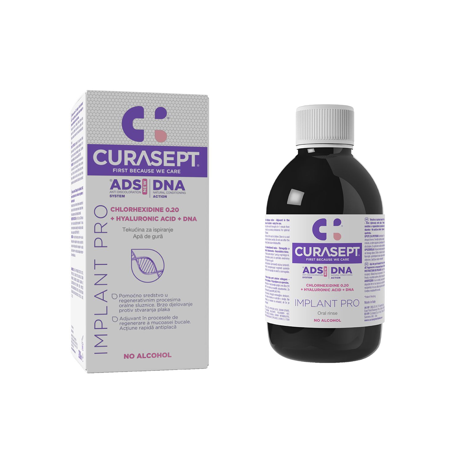 Curaprox Curasept ADS DNA Implant Pro Στοματικό Διάλυμα με 0.20 Χλωρεξιδίνη & Υαλουρονικό 200ml