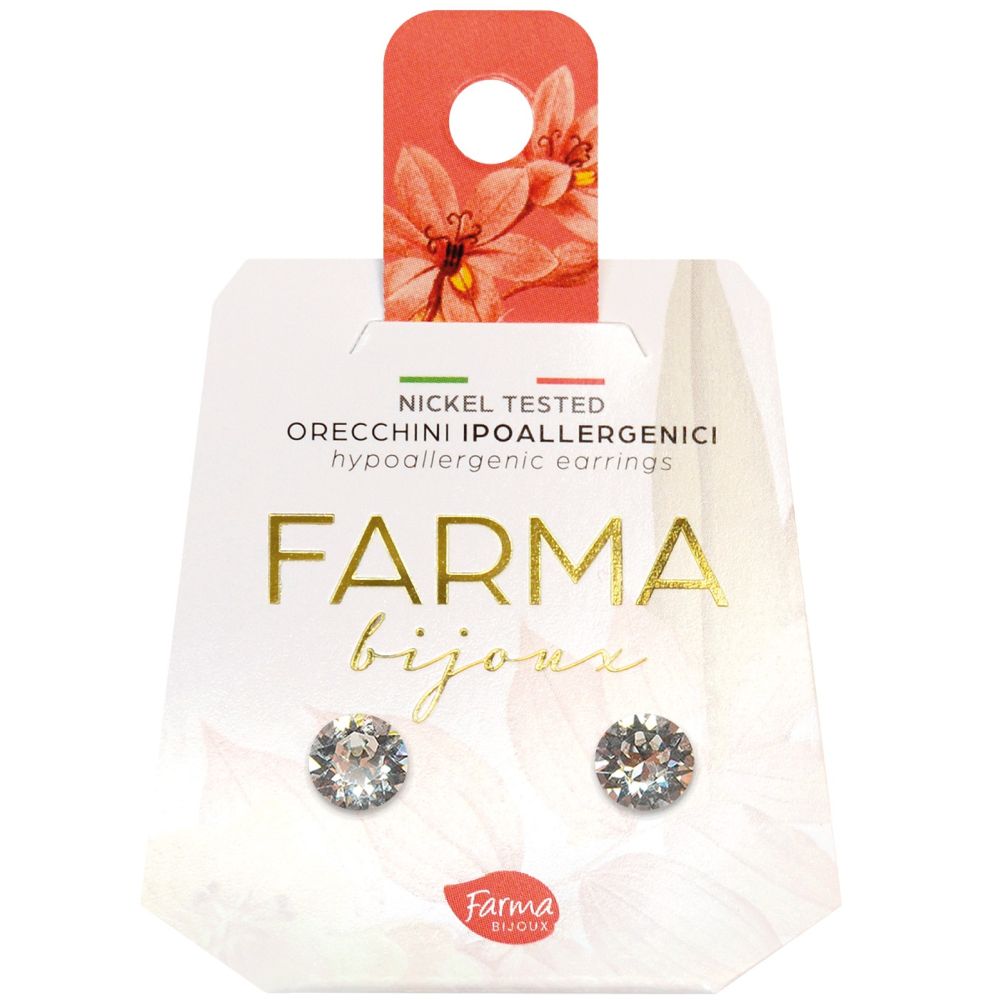 Farma Bijoux Υποαλλεργικά Σκουλαρίκια Κρύσταλλα Στρογγυλά 6.2mm