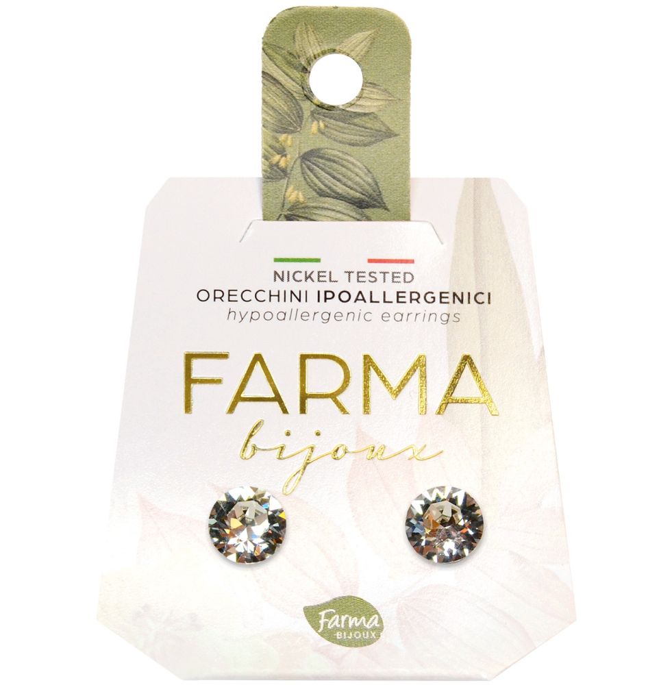 Farma Bijoux Υποαλλεργικά Σκουλαρίκια Κρύσταλλα Στρογγυλά 7.15mm