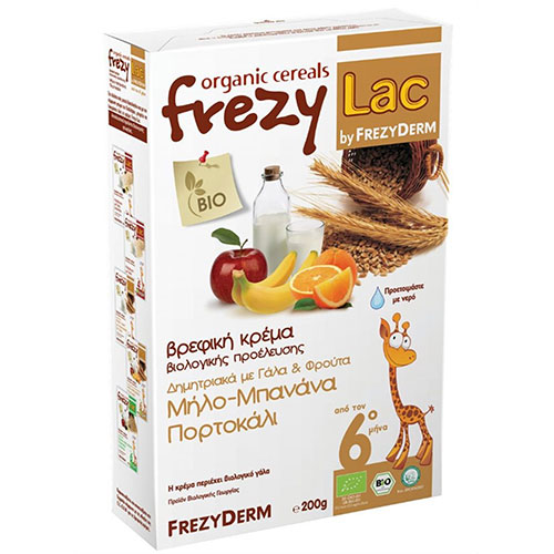 Frezyderm Frezylac Organic Cereals Δημητριακά με Γάλα & Φρούτα 200gr