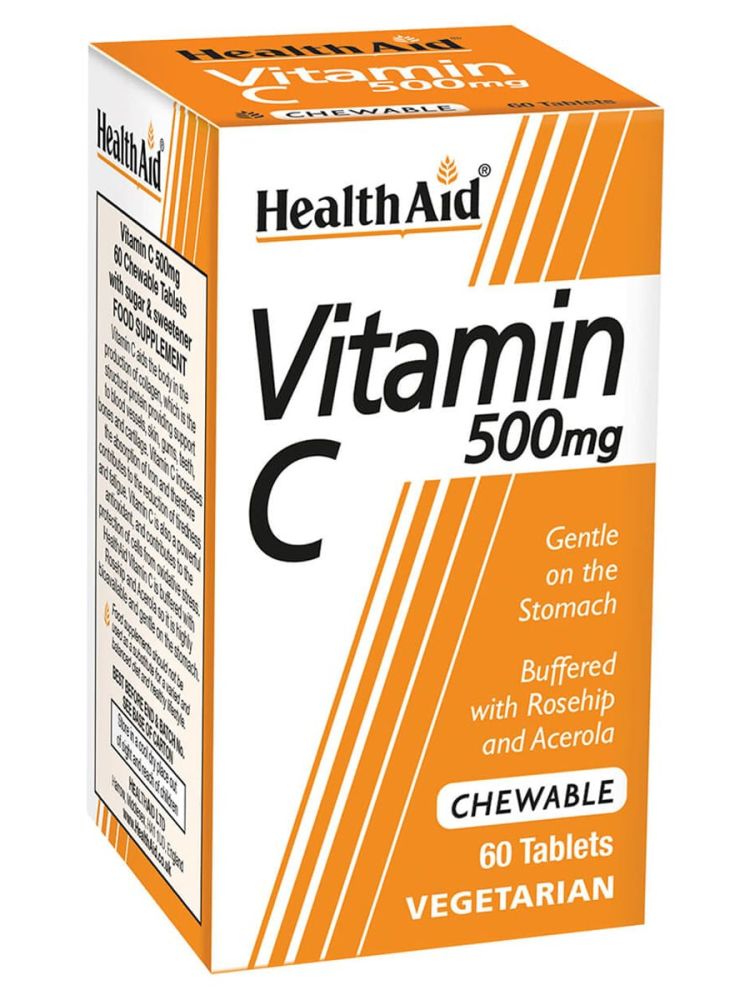 Health Aid Vitamin C 500mg 60Μασώμενες Ταμπλέτες 