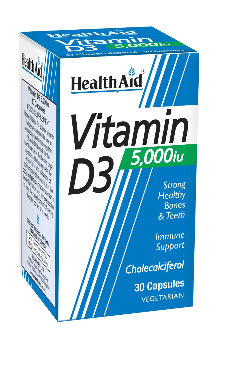 Health Aid Vitamin D3 5000iu 30Φυτικές Κάψουλες