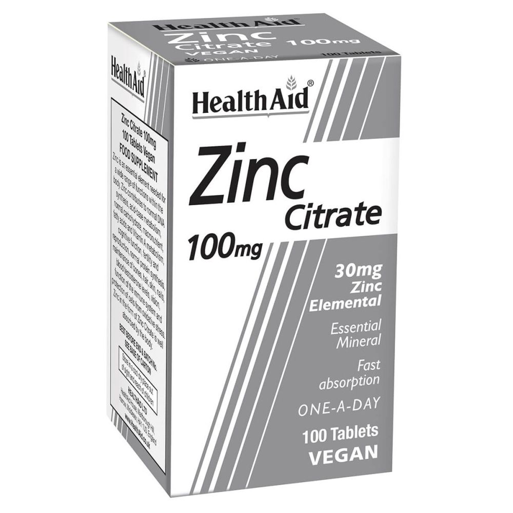 Health Aid Zinc Citrate 100mg 100Ταμπλέτες