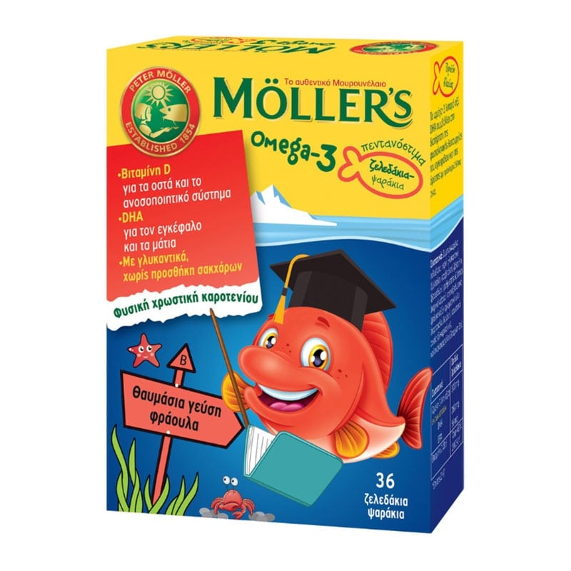 Moller’s Omega-3 Fish Jellies Φράουλα 36 Ζελεδάκια