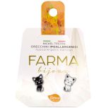 Farma Bijoux Υποαλλεργικά Σκουλαρίκια Γατούλες Μαύρη-Άσπρη 10mm