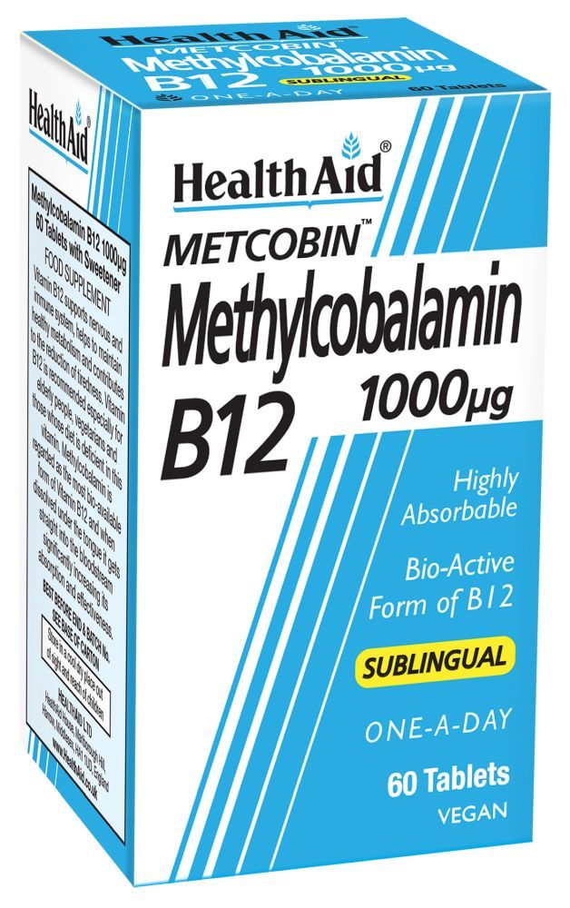 Φωτογραφία από Health Aid METCOBIN Methylcobalamin B12 1000mg 60Ταμπλέτες