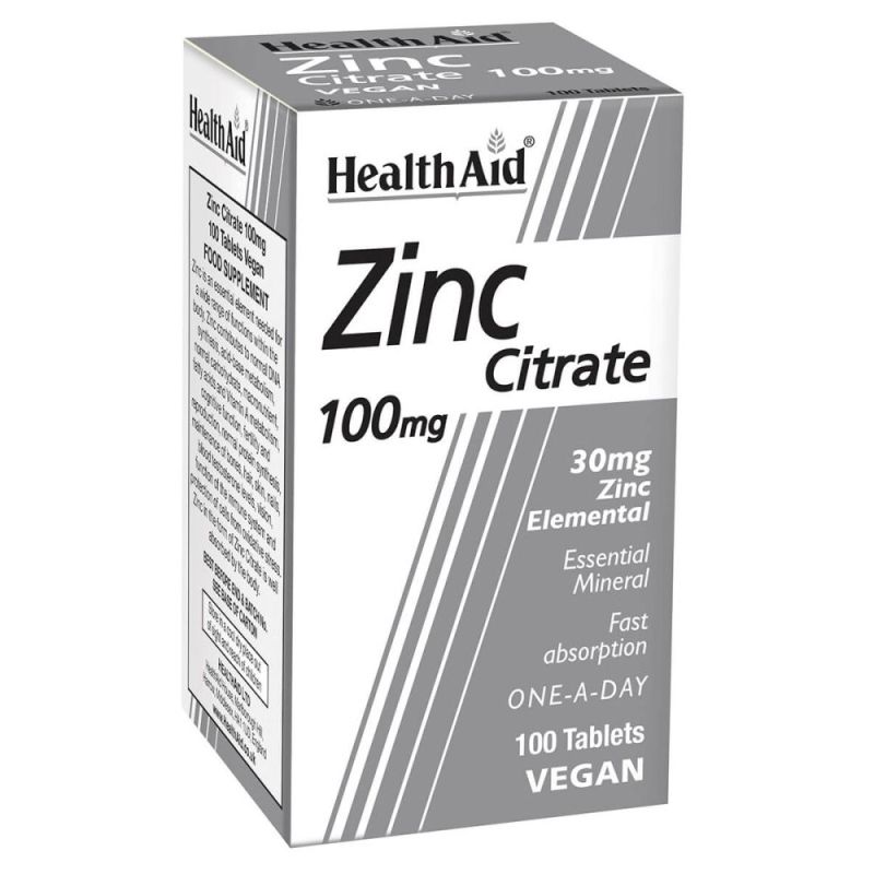 Φωτογραφία από Health Aid Zinc Citrate 100mg 100Ταμπλέτες